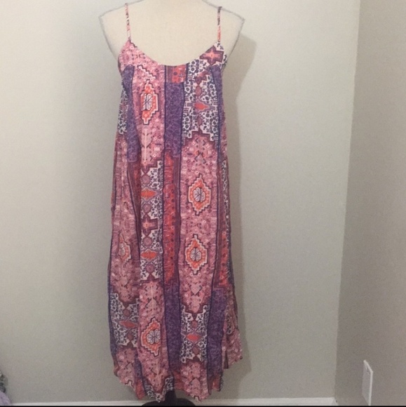 lucky brand border print maxi dress